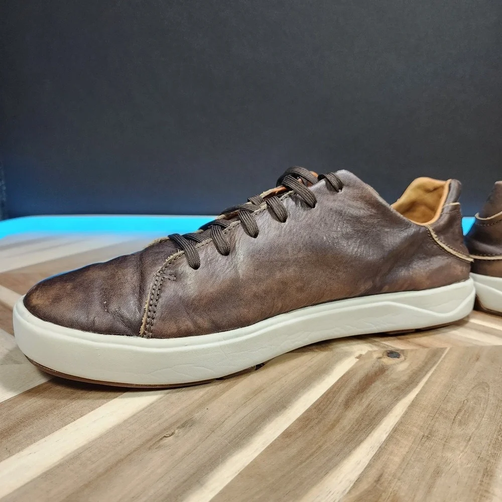 OluKai Lae'Ahi Li 'Ili Mens Size 13 Brown Casual Leather Sneakers 10455-6363